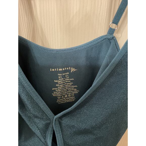 Intimately Free People Teal Metallic Cut Out Detail Spaghetti Strap Tank, M/L - Picture 4 of 5